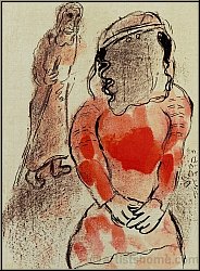 Marc Chagall: Tamar, Belle-Fille de Juda, Lithographie originale 1960, Dessins pour La Bible - �uvre grav�
