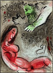 Marc Chagall: '�ve maudite par Dieu' Lithographie originale 1960, Dessins pour la Bible, Adam et Eve paradis
