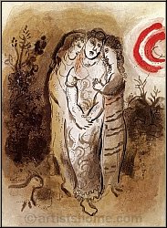 Marc Chagall: No�mie et ses Belles-Filles, Lithographie originale 1960, Dessins pour la Bible | oeuvre grav�