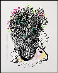 Marc Chagall: � Bouquet � Fleurs, Lithographie originale � Souvenirs et portraits d'artistes � Fernand Mourlot