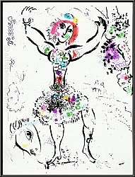 Marc Chagall: �La Jongleuse� Lithographie originale 1960, femme acrobate, entour�e de fleurs qui la d�corent