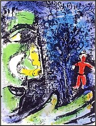 Marc Chagall: Le Profil et l'Enfant rouge, 1960, Lithographie originale - �uvre grav� | arts graphiques