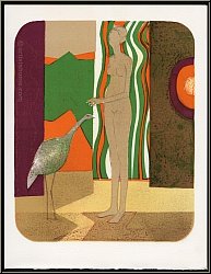 Andr� Minaux: � La femme et l'oiseau � 1972 Lithographie originale