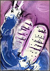 Marc Chagall: Mo�se III, 1956, Lithographie originale, Verve La Bible, Ancien Testament, 10 commandements