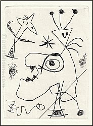 Joan Miro: � L'Aigrette � Gravure � l'eau-forte, 1956, Dupin n� 105 - oeuvre graphique | gravures, estampes