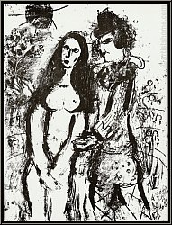 Marc Chagall: � Le Clown amoureux � Lithographie originale 1963 - �uvre grav� | arts graphiques | estampes