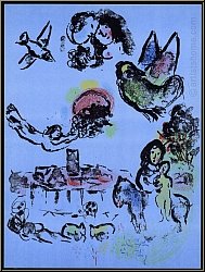 Marc Chagall: �Nocturne � Vence� Lithographie originale 1963, Saint-Paul de Vence - �uvre grav� | estampes
