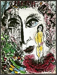 Marc Chagall: � L'apparition au Cirque � 1963, Lithographie originale, acrobate avec son cheval | Estampes