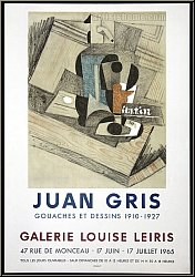 Juan Gris: Galerie Louise Leiris 1965, Affiche pour l'exposition �Gouaches et Dessins 1910-1927� Lithographie