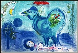 Marc Chagall: � Paysage au Coq � 1958, Lithographie originale - �uvre graphique | estampes originales