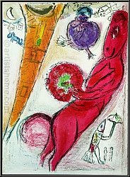 Marc Chagall: La Tour Eiffel � l'ane, Paris 1954, Lithographie originale Derriere le miroir | �uvre graphique