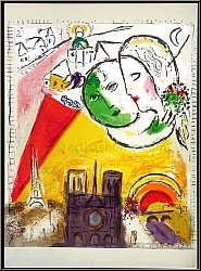 Marc Chagall: Le Dimanche, Paris 1954, Lithographie originale pour Derri�re le miroir - estampes Mourlot