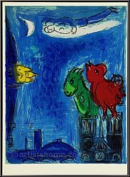 Marc Chagall: Les Monstres de Notre-Dame, Paris 1954, Lithographie originale Derriere le miroir | �uvre grav�