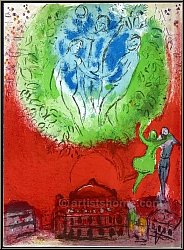 Marc Chagall: L'Op�ra de Paris, 1954, Lithographie originale pour Derri�re le miroir | estampes Mourlot Maeght