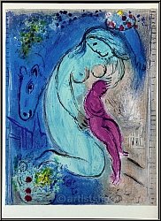 Marc Chagall: Quai aux Fleurs, Paris 1954, Lithographie originale pour � Derriere le miroir � | estampes Mourl