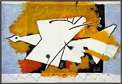 Georges Braque: � L'oiseau jaune � 1959, Lithographie par Mourlot