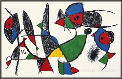 Joan Miro: La grenouille, le poisson et l'oiseau, 1975 Lithographie originale IX - �uvre graphique, estampes