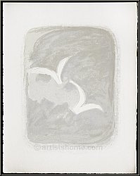 Georges Braque: Deux oiseaux blanches sur fond gris, 1961 �Descente aux enfers� Lithographie originale Mourlot