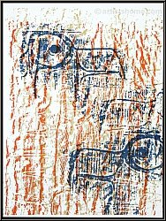 Max Ernst: Lithographie originale � T�tes d'aigles �, 1962, imprim�e en bleu, orange et ocre chez Mourlot