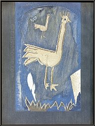 Georges Braque: Lithographie Couple d'oiseaux « Deux paons » 1952, frontispice en bleu lavande pour Verve
