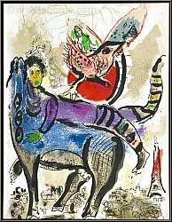 � La vache bleue � Lithographie originale par Marc Chagall, 1967 - Mourlot lithographies | Estampes originales