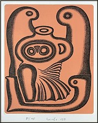 Arnold Leissler: Gravure � l'eau-forte � Figura terracotta � sign�e