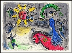 Marc Chagall: � Soleil au Cheval rouge � Lithographie originale 1979 - �uvre graphique | gravures originales