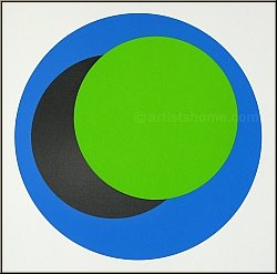 Genevi�ve Claisse: S�rigraphie originale � Cercles � sur fond blanc, sign�e 1967 - Op-Art | �uvre graphique