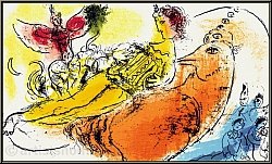 Marc Chagall: L'accord�oniste, 1957 Lithographie originale Mourlot 204 - oeuvre graphique | gravures, estampes