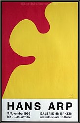 Jean (Hans) Arp: Affiche St. Gallen, Jaune & rouge, Erker-Presse 1966, Lithographie originale - Affiches rares