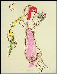 Marc Chagall: � Daphnis et Chlo� � 1960, Lithographie originale compos� par l'artiste selon la nouvelle grecqu