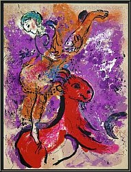 Marc Chagall: L'�cuy�re au cheval rouge 1957, Lithographie originale sur le th�me du cirque | �uvre graphique