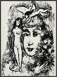 Marc Chagall: � Le clown blanc � 1964, Lithographie originale