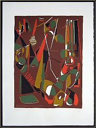 Andr� Lanskoy: Lithographie abstraite sur fond brun, 1967, sign�e, dat�e et annot�e ��preuve d’artiste� au cra
