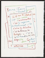 Jean Cocteau: � Manuscrit � 1960 / 1972 Lithographie originale �Souvenirs et portraits d'artistes� Fernand Mou
