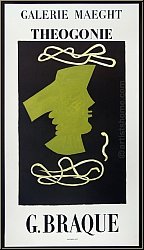 Georges Braque: Affiche originale Theogonie Galerie Maeght 1954, imprim�e par Mourlot - Affiches d'expositions