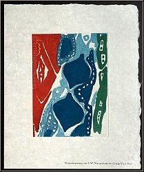 Ernst Wilhelm Nay: Gravure originale, aquatinte en couleurs � 1965-7 � (Gabler 81), voeux de bonne ann�e