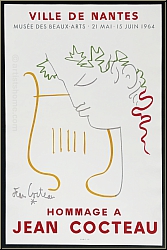 Jean Cocteau: Ville de Nantes, Mus�e des Beaux-Arts 1964, Hommage � Jean Cocteau, Mourlot, Affiche originale
