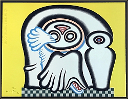 Arnold Leissler: «Donna Nella Sedia» Femme assise 1969, Lithographie surréaliste sur Rives, signée, numérotée