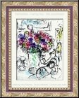 Marc Chagall: �Les An�mones� Lithographie originale 1974, Bouquet de fleurs g�ant dans un vase, frontispice