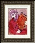 Marc Chagall: David � la Harpe (Les Rois), Lithographie originale 1956, Verve La Bible - �uvre graphique