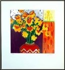 Liz Jardine: Jonquilles, 'Firecracker Floral', Fleurs, S�rigraphie originale sign�e - �uvre grav� | estampes