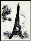 Marc Chagall: Place de la Concorde, Tour Eiffel et fleurs (au dos), 1952, Lithographie originale - �uvre grav�