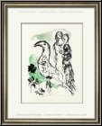 Marc Chagall: Lithographie originale � �l�gie des aliz�s � 1969 Couple et oiseau (ibis) oeuvre grav� | Estampe