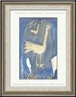 Georges Braque: Lithographie Couple d'oiseaux � Deux paons � 1952, frontispice en bleu lavande pour Verve