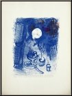 Marc Chagall: � Nature morte bleue � 1957, Lithographie originale, nature morte aux fruits - �uvres imprim�es