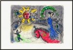 Marc Chagall: � Soleil au Cheval rouge � Lithographie originale 1979 - �uvre graphique | gravures originales