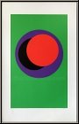 Genevi�ve Claisse: S�rigraphie originale � Cercles � sur fond vert, Denise Ren� 1967 - Composition g�om�trique