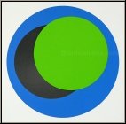 Genevi�ve Claisse: S�rigraphie �Cercles� sur fond blanc, sign�e Op Art