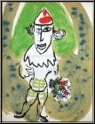 Marc Chagall: Le clown vert avec bouquet de fleurs, 1966 Lithographie
